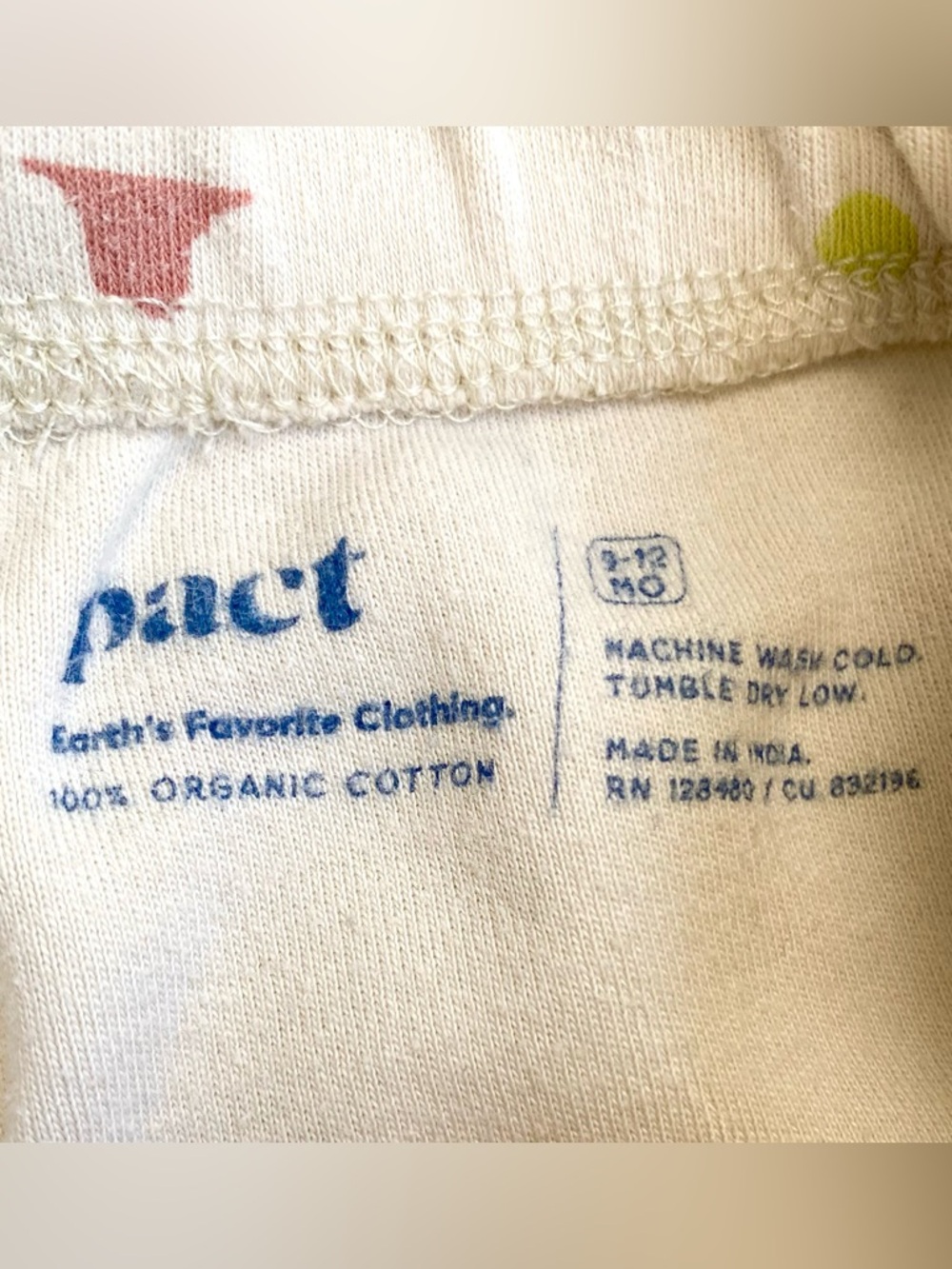 Pact Organic Cotton Cream Desert Baby Leggings in Cactus Print, Unisex 9-12 M - Picture 4 of 5